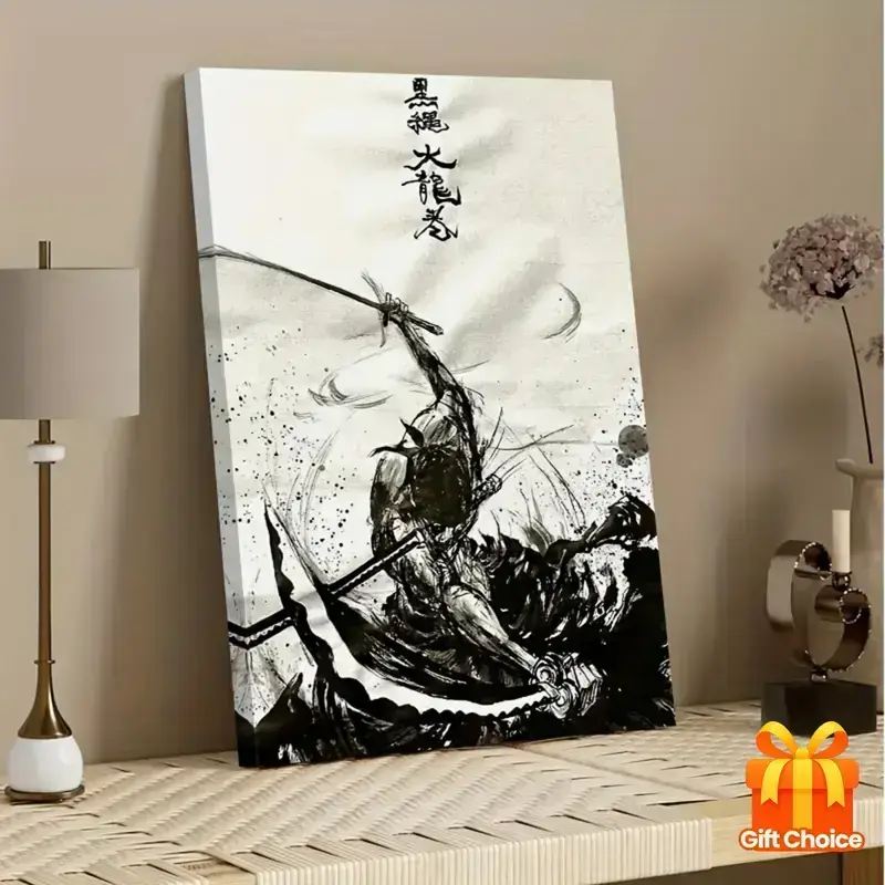Premium Anime Zoro Art Canvas Print Poster | Gallery- Canvas Decor for Home Wall Art, Suitable for Various Settings, Complete with Hooks for Hanging Decoration Artistic