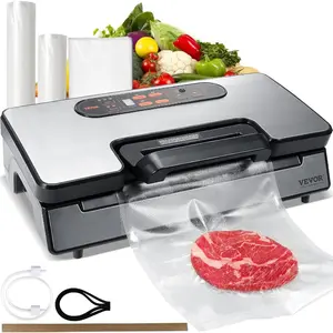 VEVOR Vacuum Sealer Machine, Food Sealer Machine Dry and Moist Food Storage, Automatic and Manual Air Sealing System with Built-in Cutter, with Seal Bag External Hose 90Kpa 130W Powerful Dual PumpVEVOR Super Brand Day