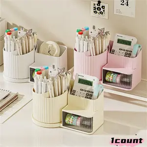 Desktop Pen Holder, 1 Count Large Capacity Makeup Brush Stationery Storage Box, Desk Organizer for Home Office School Dormitory, Desk Organizer Tidy