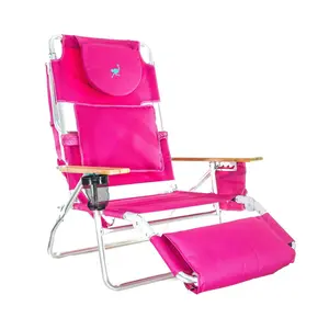 Ostrich Deluxe Padded 3-N-1 Outdoor Lounge Reclining Beach Lake Chair, Pink