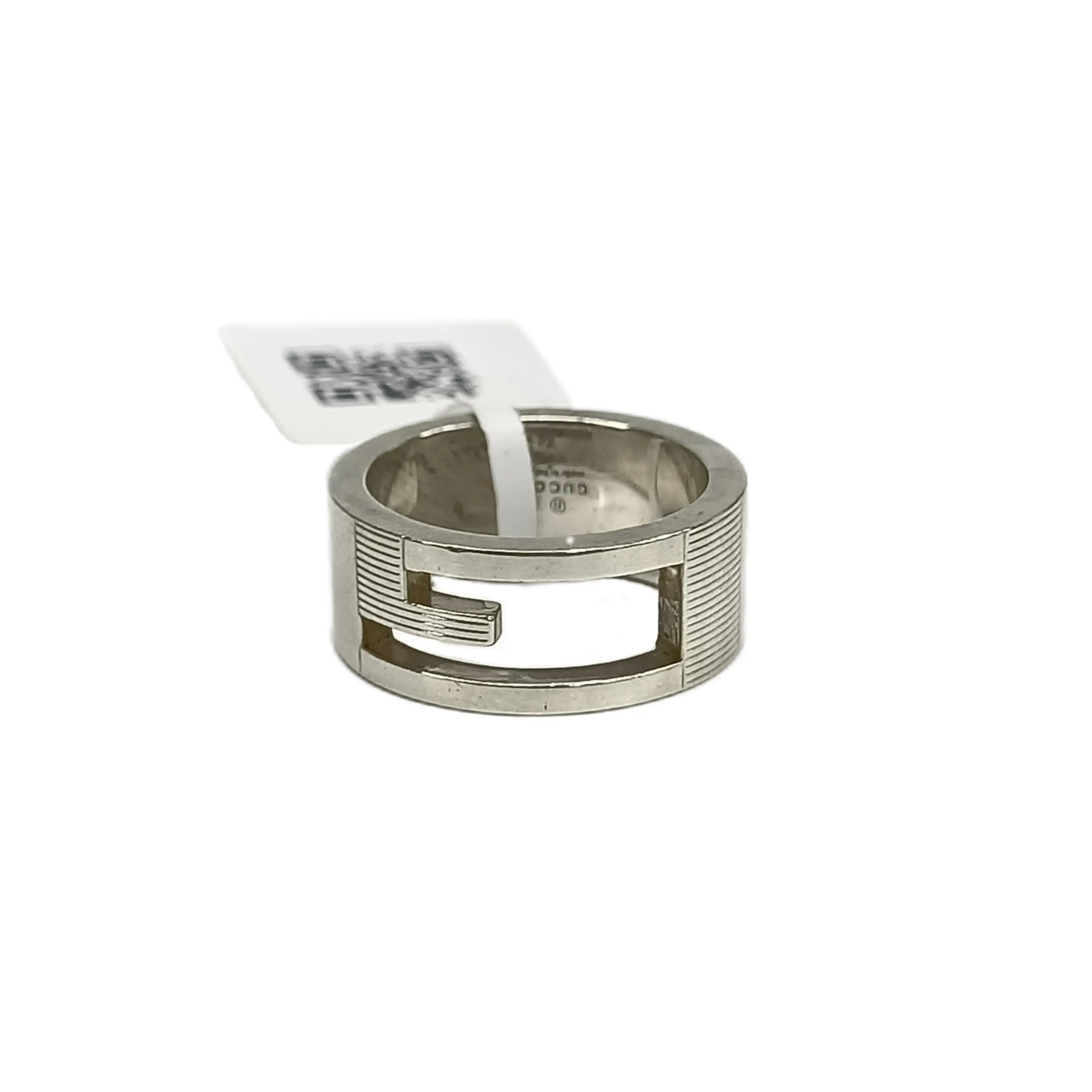 Pre-owned GUCCI Sterling Silver 925 (Ag925) Small Leather Goods G Logo Silver 925 Ring