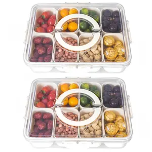 MIUVA Divided Serving Tray with Lid and Handle - Portable Snack Platter for Parties & Entertaining - Clear Organizer for Candy Fruits Nuts Snacks - Airtight Food Storage Stock Up Value Pack TikTokShopBlackFriday Christmas Gift