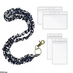 Cute Fabric Hair-Tie Style ID Lanyard - Adjustable Neck Strap with Buckle, Long Lanyard Keychains for Nurses, Suitable for ID Badges, House Keys, Outdoor Activities