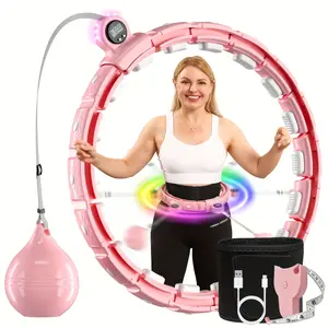 Weighted Workout Hoop for Weight Loss, Smart Silent Exercise Ring Plus Size 48 inch Fitness Circle with Ball and Counter, ABS Exercise Equipment for Home