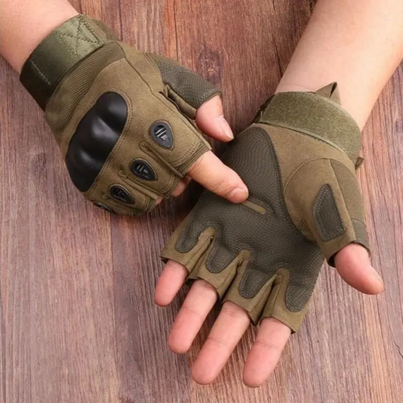Men's Fingerless Tactical Gloves - Multi-Size Outdoor Military Gloves with Tactical Grip, Adjustable Straps, Elastic Fit for Shooting, Cycling, Motorcycle Riding, Motorcycle Riding Gloves
