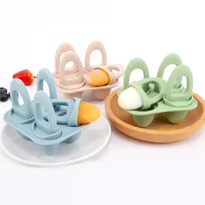 Silicone Baby Sensory Teether, 1 Set Ice Cream Shaped Baby Teething Relief Toy, Baby Soothing Teether, Baby Ice Cream Mold, Baby Food Supplement Maker