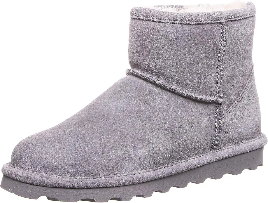 BEARPAW Womens Alyssa Charcoal Fur Ankle Boot - Grey - 12 2130W-030-12