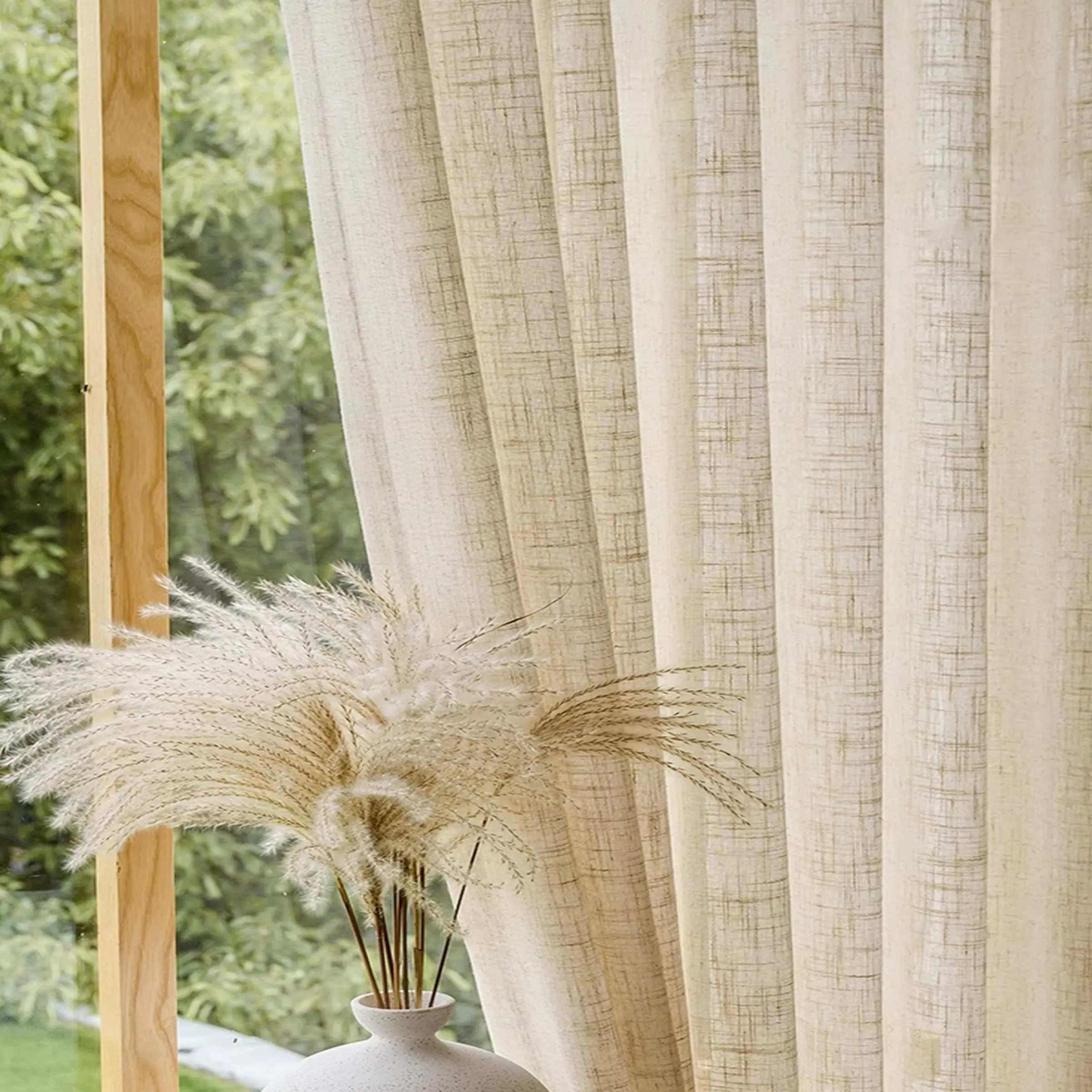 1pc Solid Color Linen Curtain, Light Filtering Curtain, Window Drapes for Home Living Room Bedroom Decor, Home Decoration Curtain, Easy to Maintain, Home Decorative Curtain, Home Textile