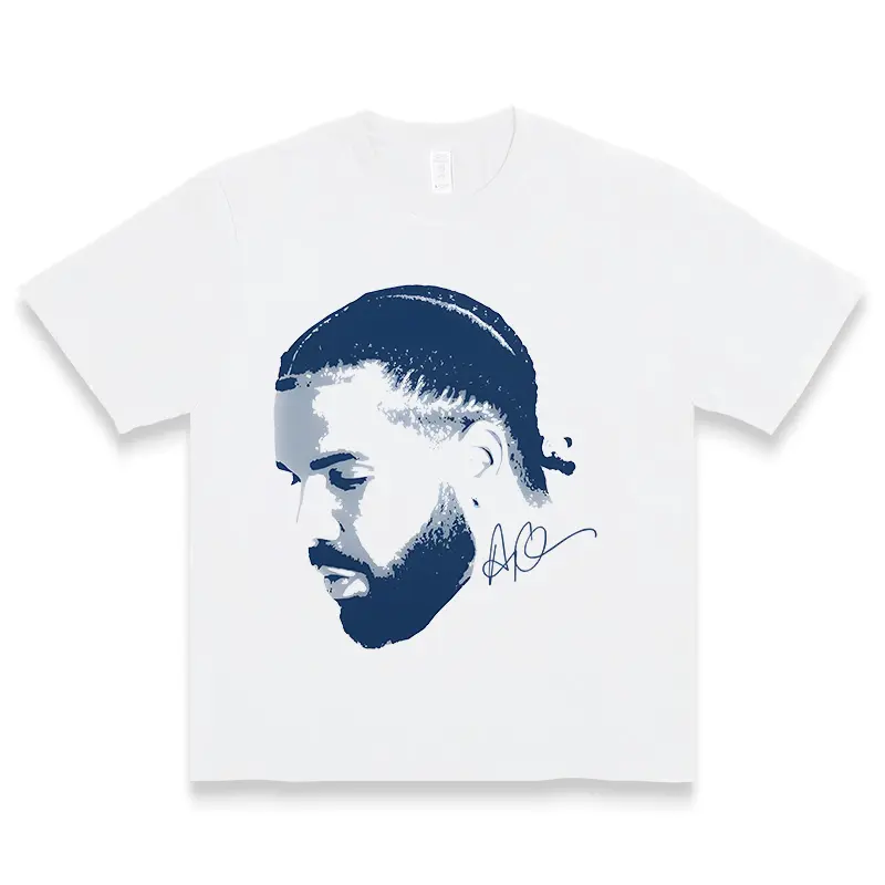 [100% Cotton] Drake Face Graphic Tee, Menswear Crew Neck Rap Streetwear T-Shirt, Unisex Casual Regular Fit Cotton Tops, Good Vintage Hip-Hop Bold Retro Apparel, Men Round Neck Y2K Sports Tees Golf Gift T-Shirt For Men And Women