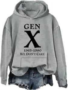 Gen X 1965-1980 We Don't Care Hoodie, Gen X We Don't Care Hoodie Casual Streetwear Long Sleeve Hoodie Unisex Pullover for Men Women Perfect Gift