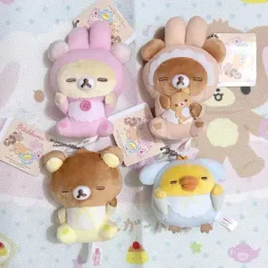 Korilakkuma Chairoikoguma Dress Up Sleeping Baby Bunny Plush toys Keychain cartoon relaxed bear Stuffed doll Backpack Charm gift