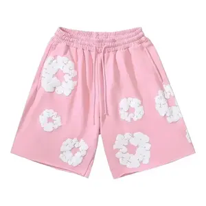 PINK Fashion Luxury Brand America Kapok Floral Pants for Men Women Breathable Quick-Drying Best Trendy Daily Casual Shorts All Seasons Basic Menswear Trouser