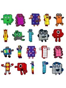 20/10pcs Cartoon Colorful Number Building Block Shoe Accessories, Crocs Fashion Accessory, DIY Shoe Decorations, Luggage & Bag Decoration