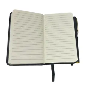 Custom Mini Notebook With Pen PU Leather Mini Notebook with Pen Black Faux Leather Elastic Closure for Secure Notes No Warranty