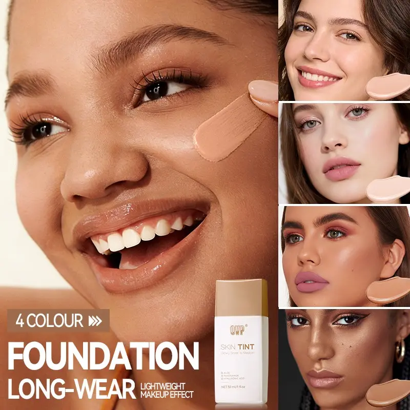 Hydrating Moisturizing Long-Lasting Foundation Liquid, Lightweight Breathable Brightening Glow Foundation, 4 Shades Available, Non-Caking Makeup, brightening formula makeup, Moisture, Cosmetic, Cosmetics Products