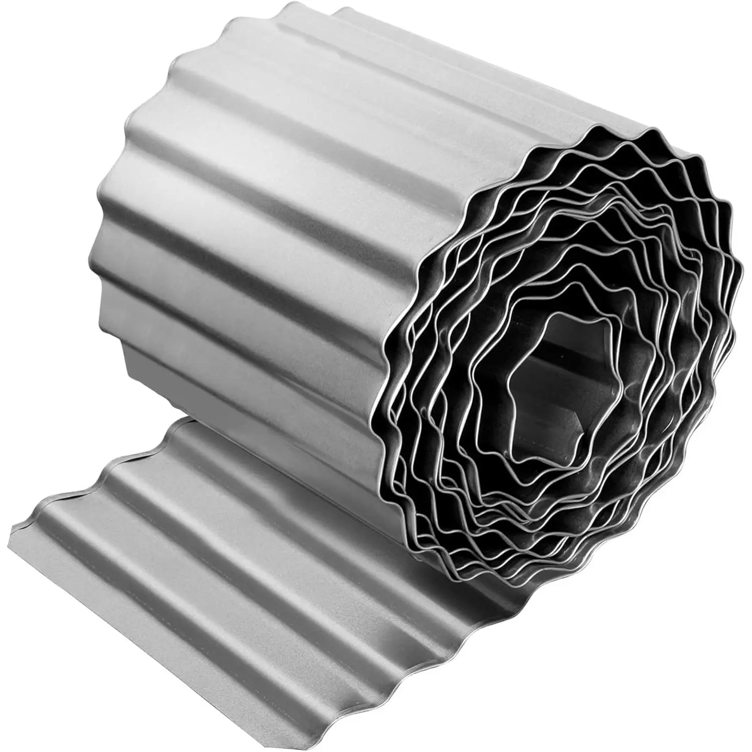 GARVEE 12"×20ft Silver Corrugated Metal Landscape Edging Border, DIY Install Lawn Fence for Flower Bed, Driveway
