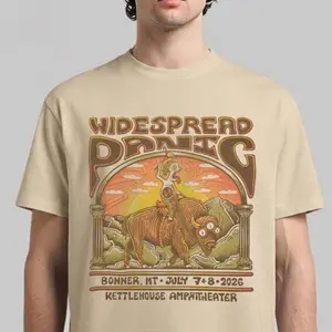 Widespread Panic Bonner Montana 2026 Merch Tee At Kettlehouse Amphitheater On July 7-8 2026 Art By Andrew Sax T-Shirt XAB