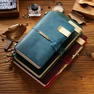 100% TN04 Genuine Leather Traveler's Notebook Travel Diary  Journal Vintage Handmade Cowhide Gift planner Free Lettering Embosse