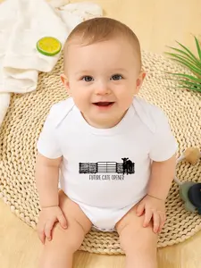 Newborn Baby Boy Girl Onesie, Letter Print Short Sleeve Romper, Bodysuit, Unisex Infant Jumpsuit, Comfortable and Cute Newborn