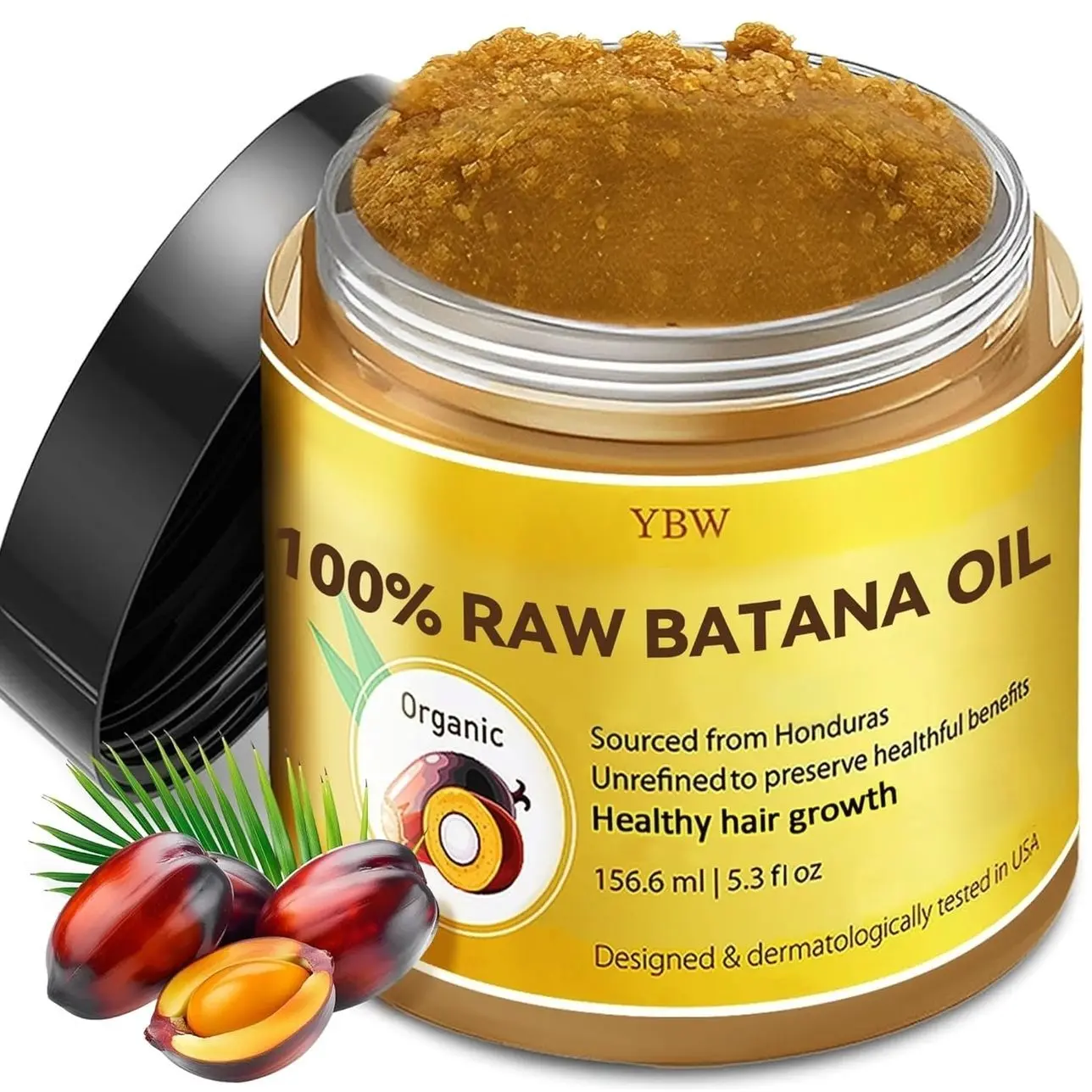 Raw Batana Oil for Hair Growth by Dr. Sebi Organic Raw Honduras Oil - 100% Pure & Natural Botana Paste for Thicker, Stronger Hair for Men and Women