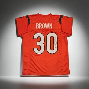 Chase Brown of the Cincinnati Bengals autographed football jersey JSA COA (XL)