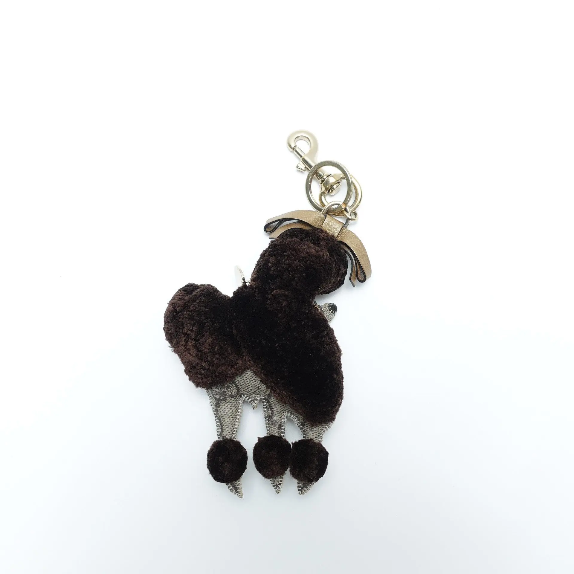 Pre-owned GUCCI GG Supreme canvas and shearling Bag Charm Brown Shearling T10434988