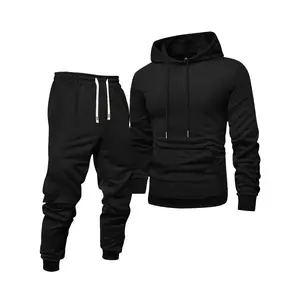 Customer Favorite: Men's Casual Sports Set - Long Sleeve Hoodie and Drawstring Sweatpants, Solid Color, Polyester Machine Washable - Perfect Choice for Spring/Autumn men's sweatsuit set