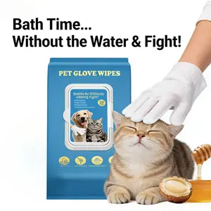 No-Rinse Pet Cleansing Gloves | Waterless Bath Dog & Cat Wipes | Deodorizing Massage Glove for Muddy Paws, Grooming & Odor Control (Safe if Licked) Grooming Products