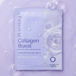 [PLANTIFIQUE Official Shop] Collagen Boost Korean Sheet Mask – Anti-Aging & Firming Face Mask with Collagen, Coenzyme Q10 & Hyaluronic Acid | Hydrating & Plumping Skincare