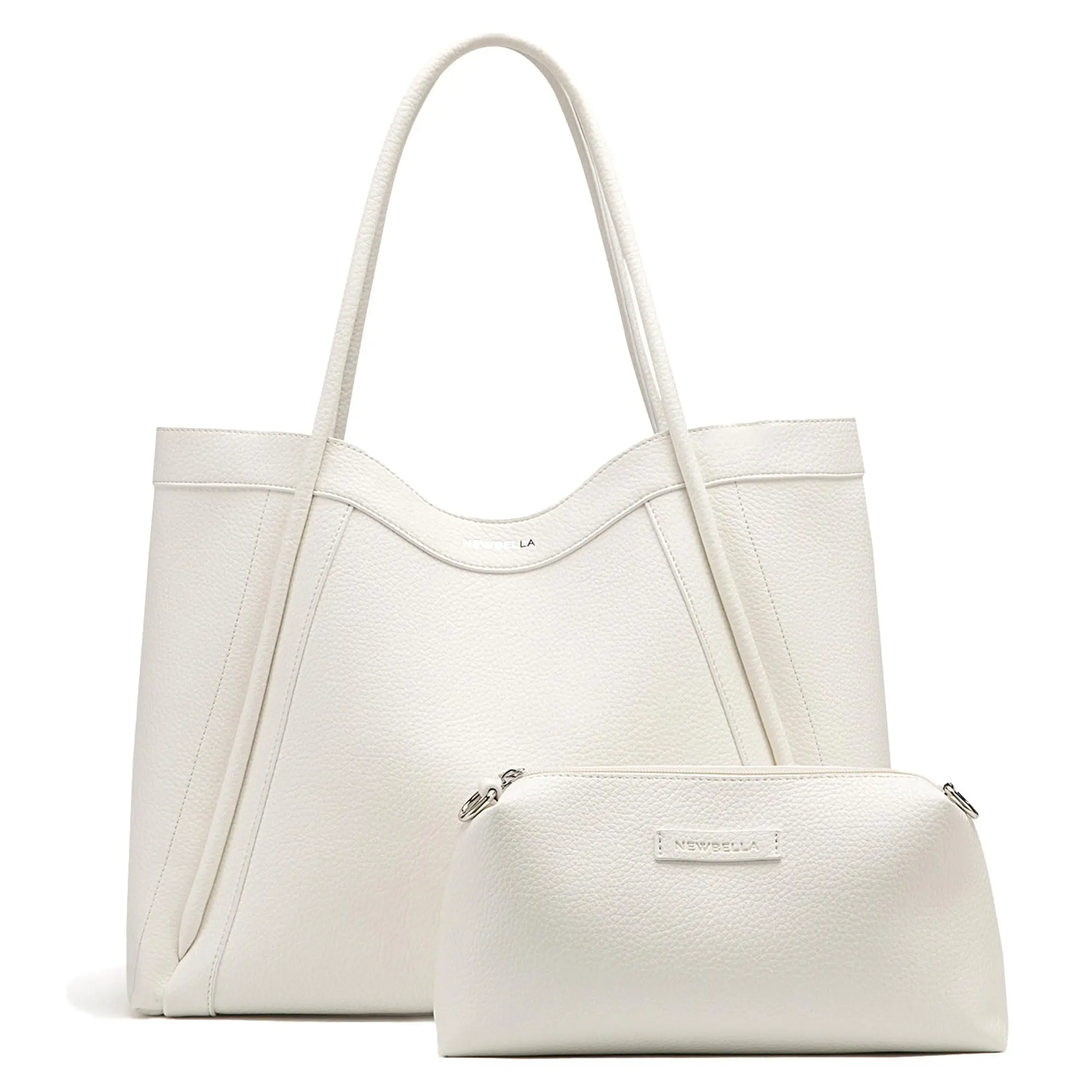 NEWBELLA Large Kelly Tote Bag for Women Crossbody Handbag Hobo with Purse White