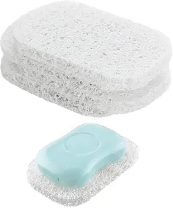 4 Pack White Soap Saver Holder for Bar Soap Shower Bathroom Dish Self Draining Lift Pad Porous Construction air circulate 2.9" x 4.5" PVC Non-BPA Non-Slip Durable