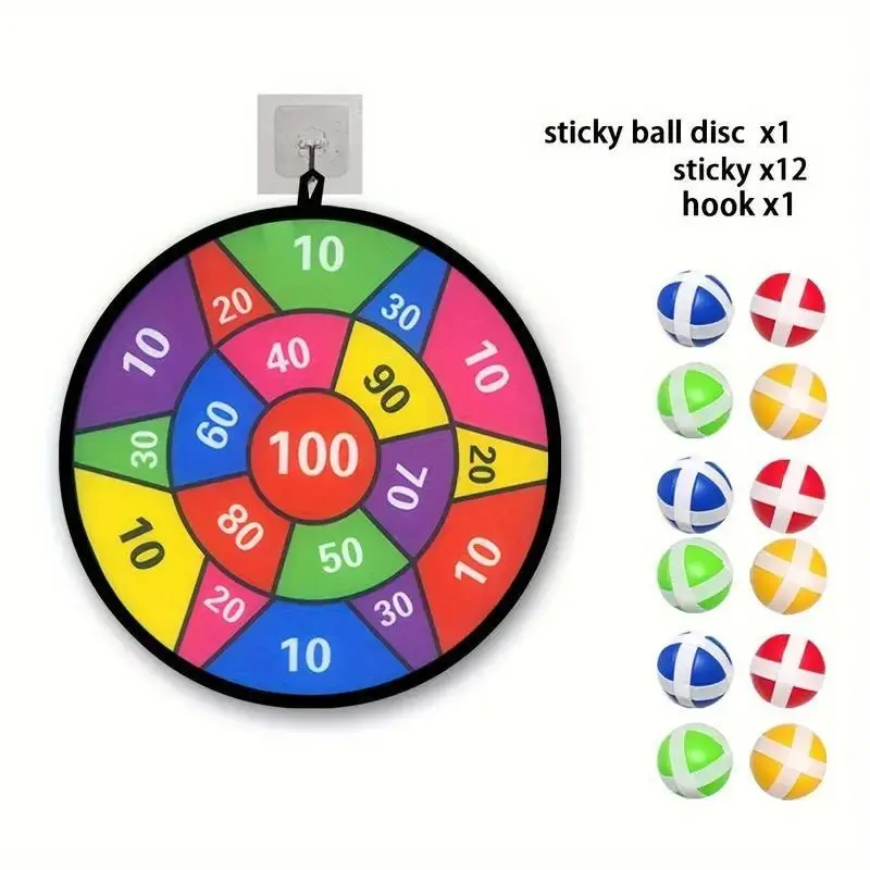 12 Piece Colorful Sticky Ball Dart Board Set, Foldable Portable Indoor Outdoor Entertainment, Family Party Game Toy, Ideal Gift for Boys and Girls, Darts Board, Darts Gear, Sports Day