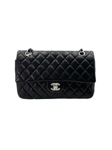 Pre-owned CHANEL LEATHER Shoulder Bags Classic Flap Black Quilted Medium Size Flap Bag With Crystal Charms(19***27) IRIS216