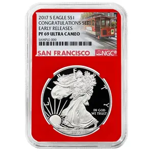2017-S Silver Eagle Congratulations Set - NGC PF69UC Trolley ER Red Frame