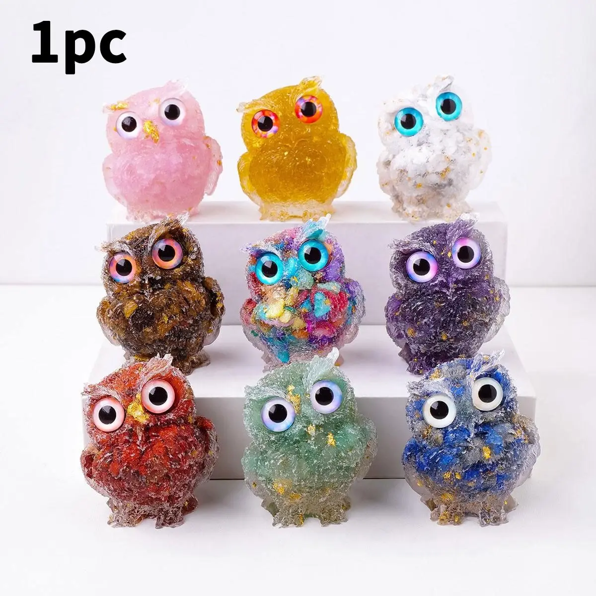 Natural Crystal Owl Dripping Glue Ornament, Home Decor Desktop Figurine, Decorative Figurines, Office Decoration, Perfect Gift for Animal Lovers, Christmas Halloween