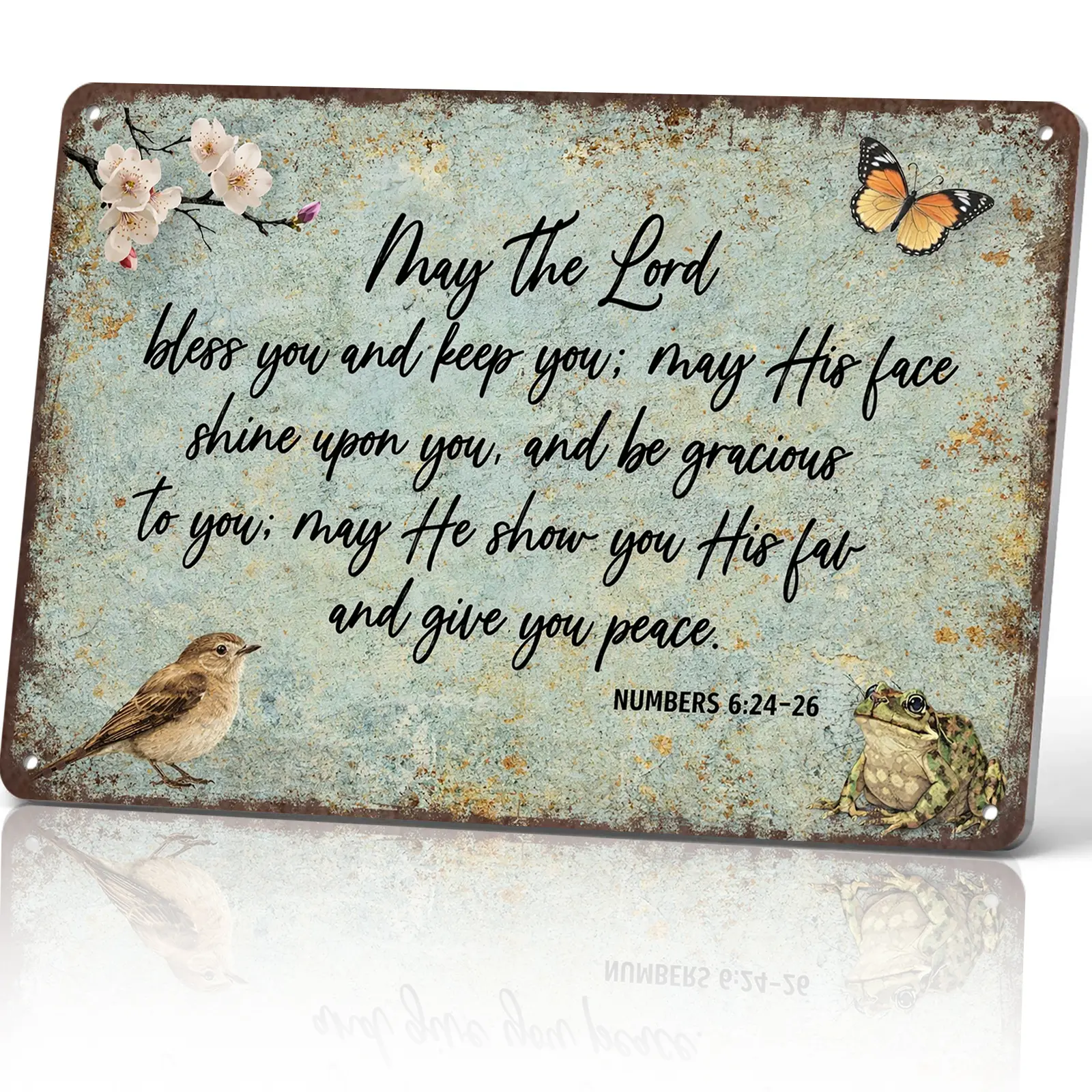 May The Lord Bless You And Keep You Numbers 6:24-26 12x8 Inch Aluminum Metal Sign - Christian Bible Verse Wall Decor for Home, Church, Office - Religious Inspirational Tin Sign Gift for Believers & Family