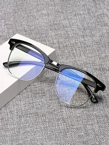 Unisex Half-Rim Casual Glasses, Anti-Blue Light Design, Anti Eyestrain Eyewear, Metal Frame Material, All Season Wear, Fashionable & Functional Eyewear, Stylish Protective Glasses, Casual Eyeglasses