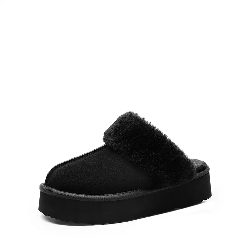 Dream Pairs Slippers for Women, Soft Fluffy Suede Platform Slides with Faux Fur Lining and Cloud-Cushion Footbed for Indoor Outdoor Use, Soft Fluffy Footwear