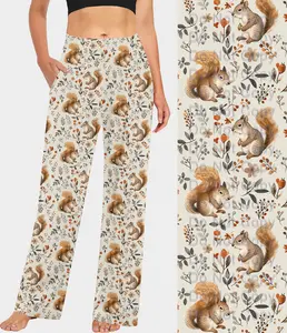 Beige Squirrel Lounge Pants (ready to ship)
