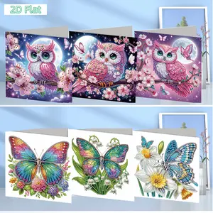 2D FLAT6PCS DIY Diamond Painting Greeting Card Set Rhinestone Diamond Art Mosaic Postcards Diamond Art Greeting Cards for Birthdays ThDIY Diamond Painting Kit for Adults & Beginners, No Skills Needed. Sparkling Art to Brighten Rooms & Perfect Festive Gift