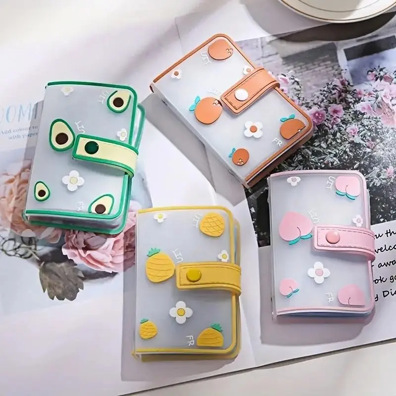 Fruit Pattern Card Holder, 1 Count Portable Card Storage Files with 20 Card Slots, Desk Organizer for Home Office School, Office Supplies