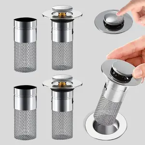 2Pcs Universal Bathroom Sink Stopper | Pop-Up Drain Filter & Hair Catcher. Anti-Clog Bathroom Hack, Renter Friendly No Plumber Fix. Stops Odors & Saves Lost Jewelry. Fits All Standard Drains