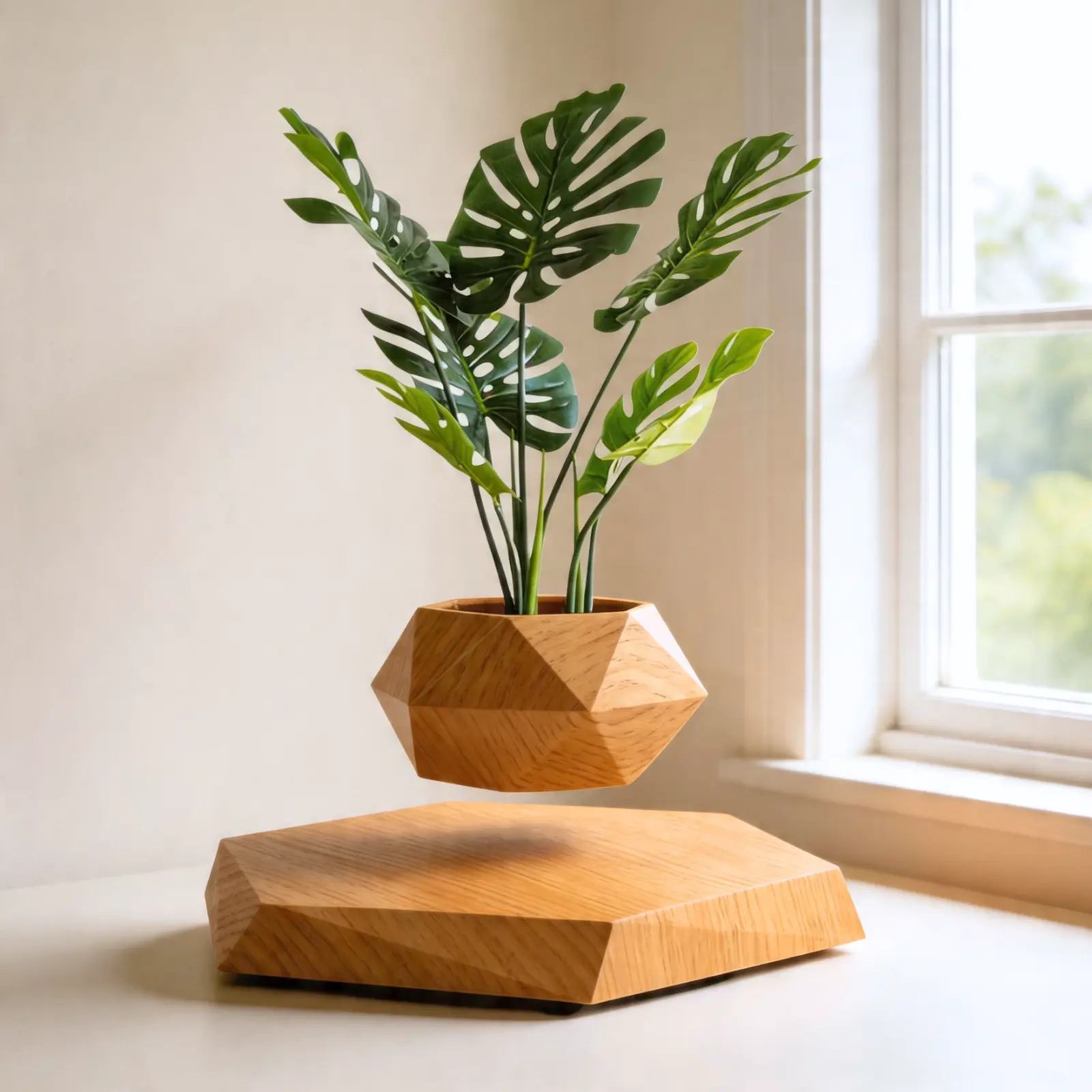 MAGECMOON Magnetic Levitation Floating Flower Pot – 360° Rotating Flower Pot with Magnetic Levitation Technology suitable for air plants and potted plants enthusiasts a modern home and office decoration and a perfect Father's Day Gift Summervibes