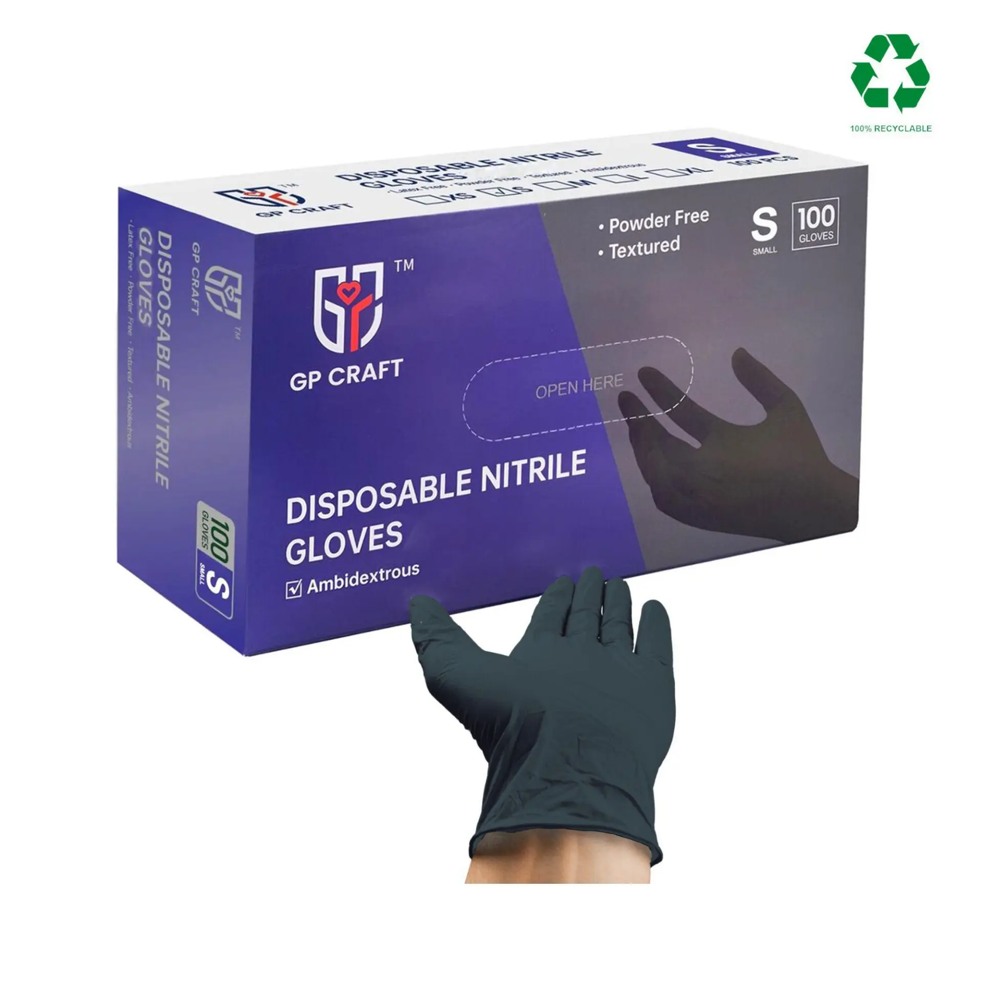 GP Craft Black Nitrile Disposable Gloves, 5.5mil, Powder-Free & Latex-Free, Elastic, Wear-Resistant, Thick, Clean, Waterproof, Rugged 1-Size-Fits-All Home Cleaning Gloves, Rugged Cleaning Gloves, One-Size-Fits-All Cleaning Gloves