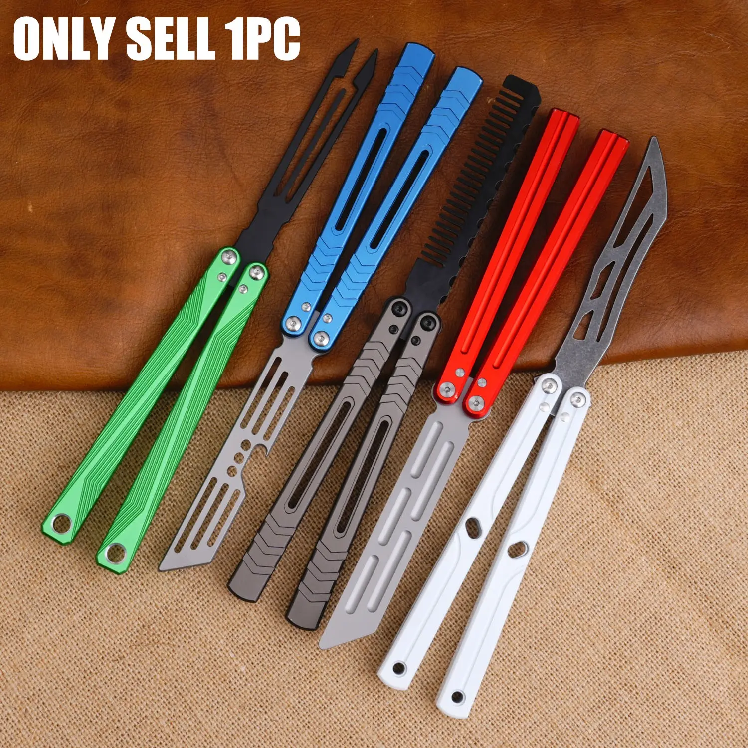 1pc balisongtrainer aluminum alloy handle Beginner flipping tool, without cutting edge Butterfly Trainer Tool Multiple Styles