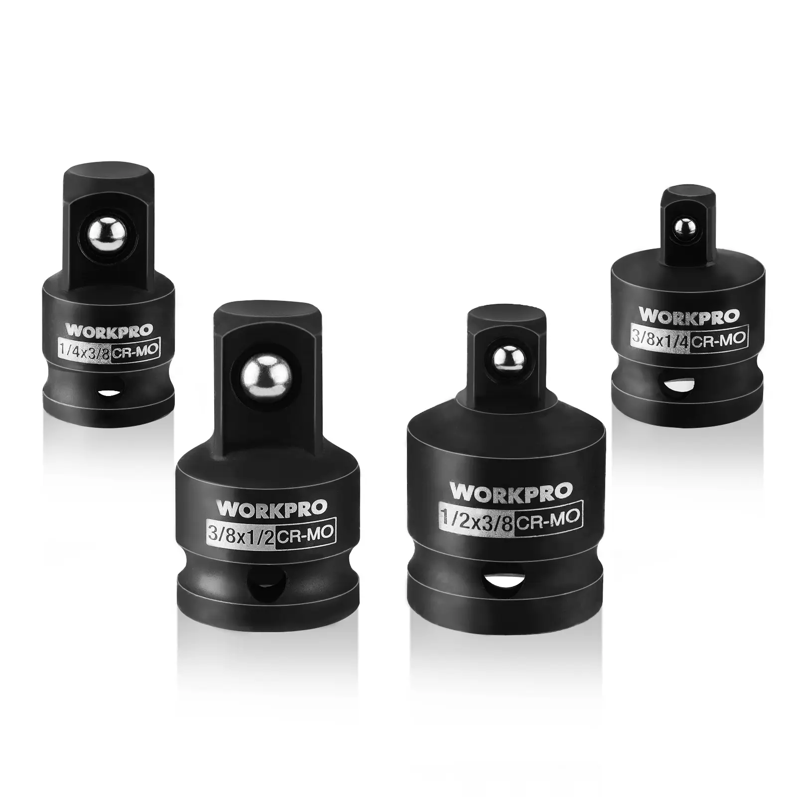 #summersale WORKPRO 4-Pack Impact Socket Adapter and Reducer Set, 1/4", 3/8", 1/2" Drive Socket Adapter Set, Impact Driver and Wrench Conversion Kit, Socket Reducer, Premium CR-MO Steel Made