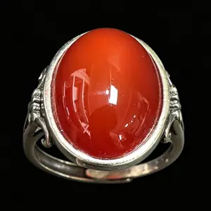 Natural Carnelian 925 Sterling Silver Adjustable Ring
