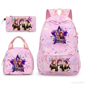 KPop Demon Hunters Backpacks 3Pcs/Sets Women Girls School Bags With Lunch Bags Student Boys Girls Schoolbag Colorful