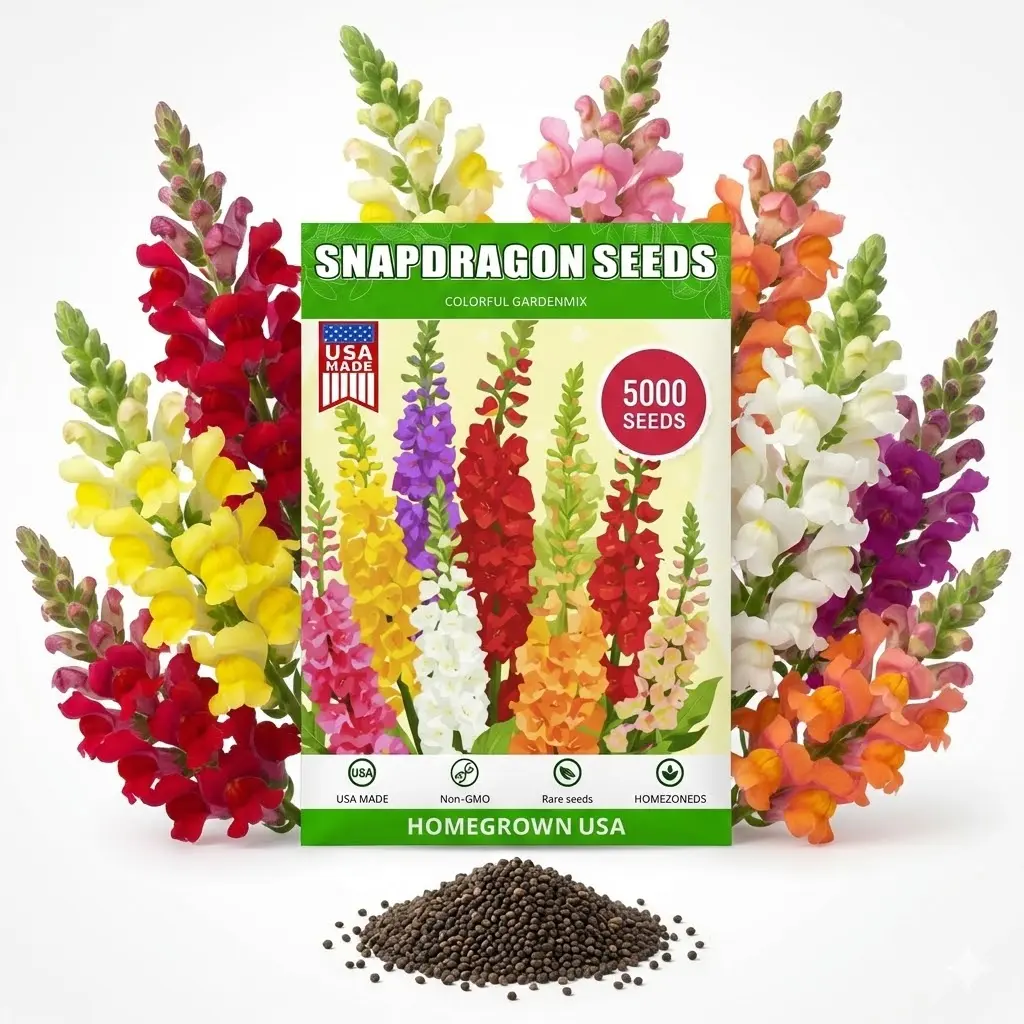 5000pcs Antirrhinum seeds SNAPDRAGON SEEDS Rare Flower Seed Outdoor-Perennial Heirloom Plant Seed Attracts Bees& Attracts Butterflies Mix Color Seeds