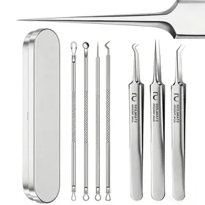Facial Skin Care Tools Set – Pimple & Blackhead Extractor Tools for Home Use, Stainless Steel (8PCS)